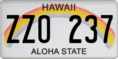 HI license plate ZZO237