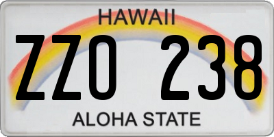HI license plate ZZO238