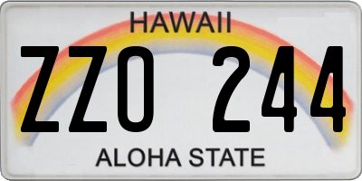 HI license plate ZZO244