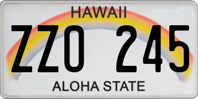 HI license plate ZZO245