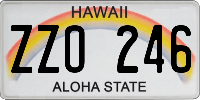 HI license plate ZZO246