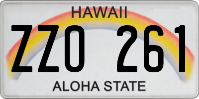 HI license plate ZZO261