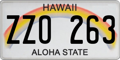 HI license plate ZZO263