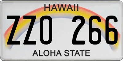 HI license plate ZZO266