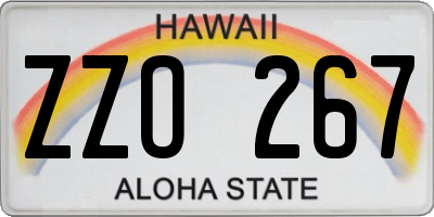 HI license plate ZZO267