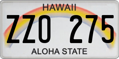 HI license plate ZZO275