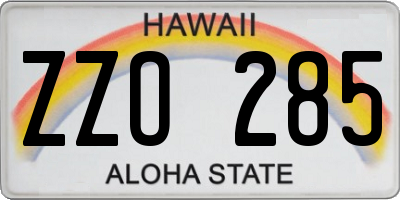 HI license plate ZZO285
