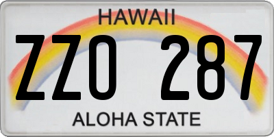 HI license plate ZZO287