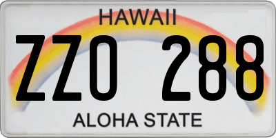 HI license plate ZZO288