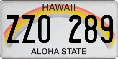HI license plate ZZO289