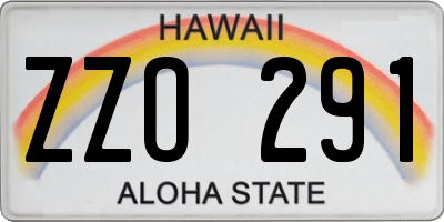 HI license plate ZZO291