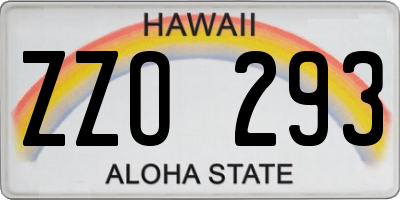 HI license plate ZZO293