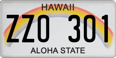 HI license plate ZZO301