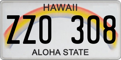 HI license plate ZZO308