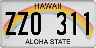 HI license plate ZZO311