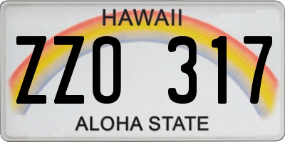 HI license plate ZZO317