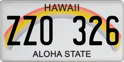 HI license plate ZZO326