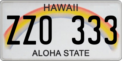 HI license plate ZZO333