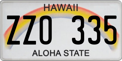 HI license plate ZZO335