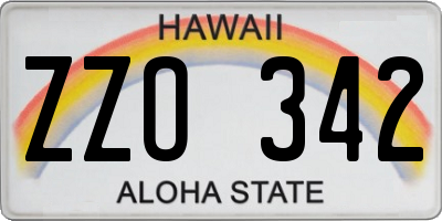 HI license plate ZZO342
