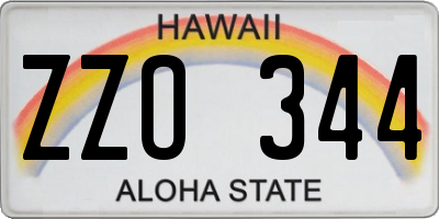 HI license plate ZZO344
