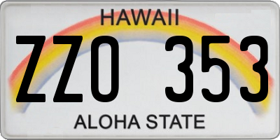 HI license plate ZZO353
