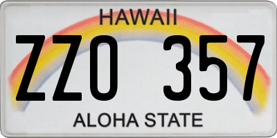 HI license plate ZZO357