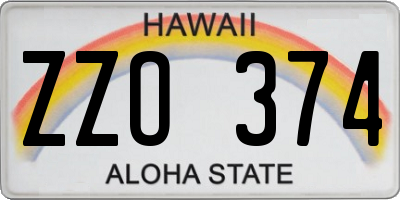 HI license plate ZZO374