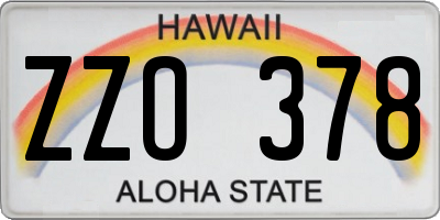 HI license plate ZZO378