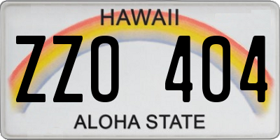 HI license plate ZZO404