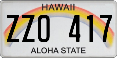 HI license plate ZZO417