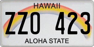 HI license plate ZZO423