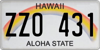 HI license plate ZZO431