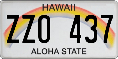 HI license plate ZZO437