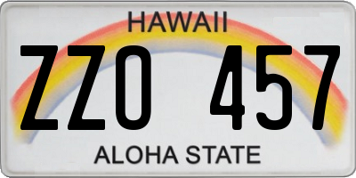 HI license plate ZZO457