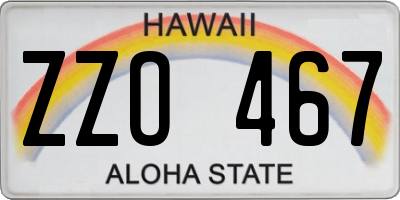 HI license plate ZZO467
