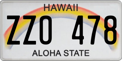 HI license plate ZZO478