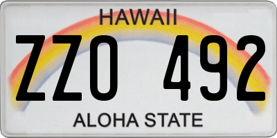 HI license plate ZZO492