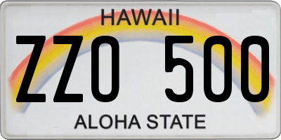 HI license plate ZZO500