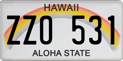 HI license plate ZZO531