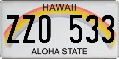 HI license plate ZZO533