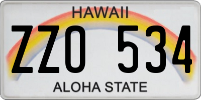 HI license plate ZZO534