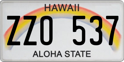 HI license plate ZZO537
