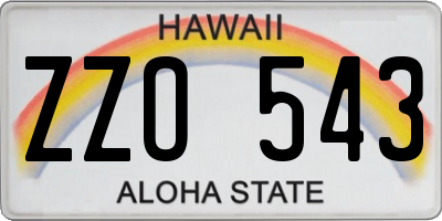 HI license plate ZZO543