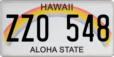 HI license plate ZZO548