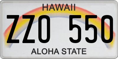 HI license plate ZZO550