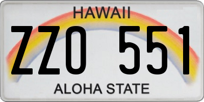 HI license plate ZZO551