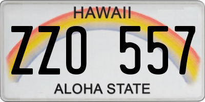 HI license plate ZZO557