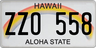 HI license plate ZZO558