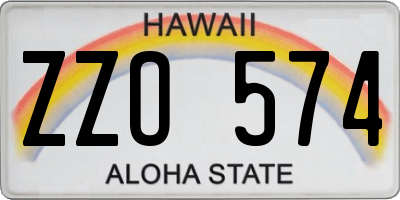 HI license plate ZZO574